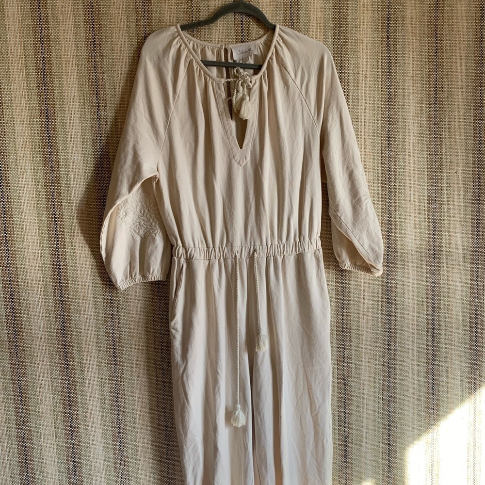 Cleobella Jumpsuit Beige Boho Indie Style Women’s Size M Full Body Summer